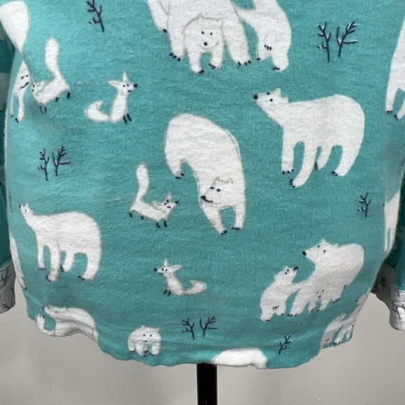 Munki Munki Pajama Top Women Small Sleep Button Up Long Sleeve Polar Bear Fleece - Picture 13 of 15